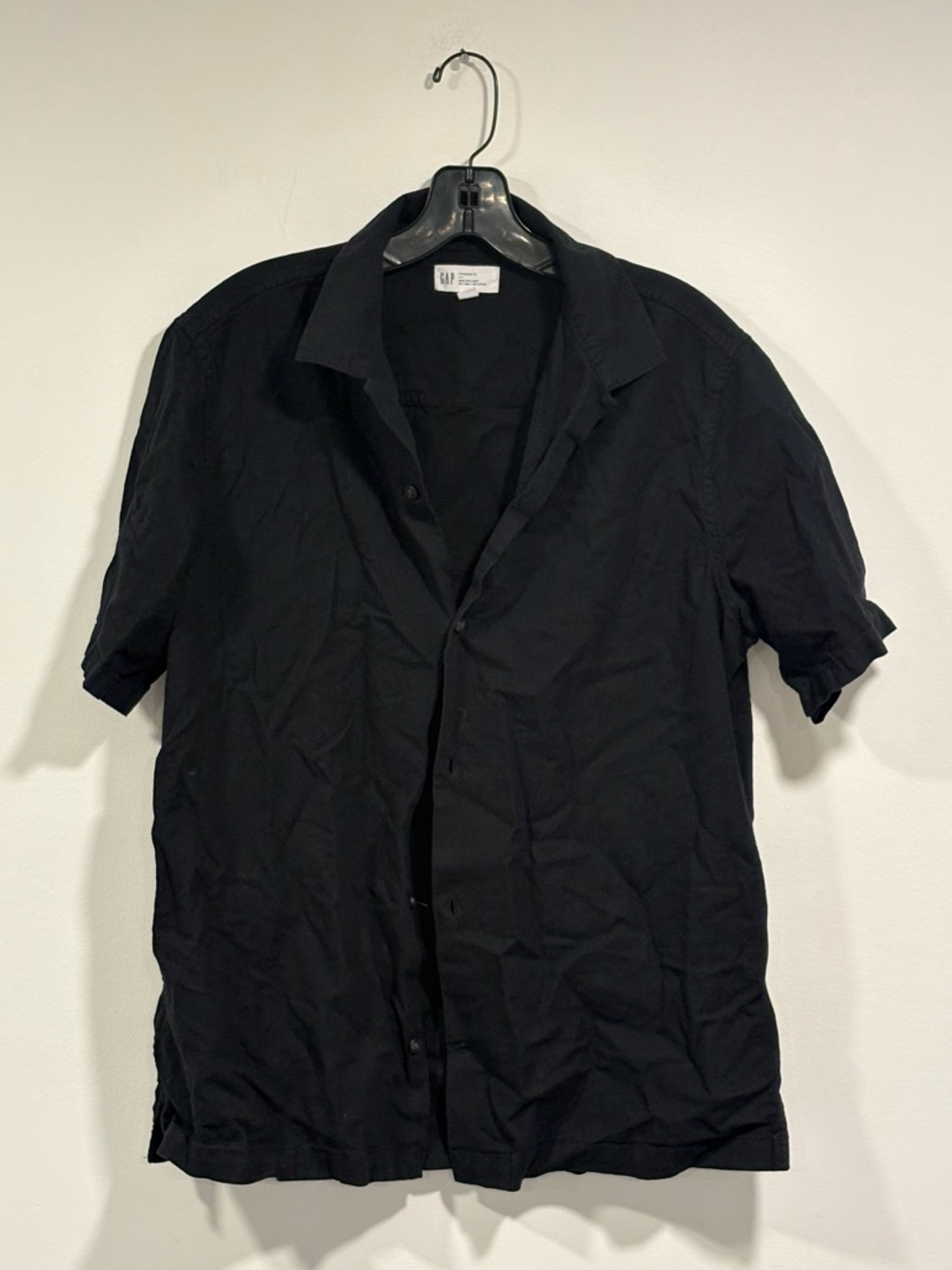 GAP Black Short Sleeve Linen Blend Button-Up Shirt